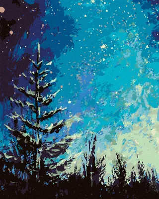 Produktbild von Zuty - Malen nach Zahlen - BAUM UND NACHTHIMMEL IM WALD, 40x50 cm, mit Keilrahmen (bereits gespannt)