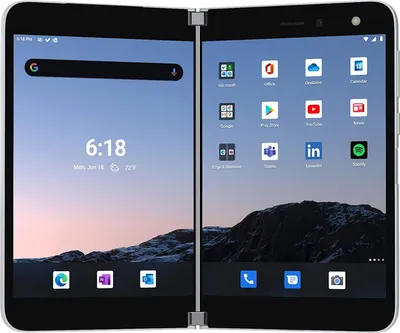 Produktbild von Microsoft Surface Duo, 14,2 cm (5.6"), 1800 x 1350 Pixel, 6 GB, 256 GB, Android 10, Weiß