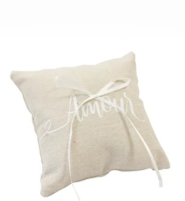 Produktbild von Ringkissen Amour Leinen, 15 x 15 cm, Beige – Hochzeit - Einheitsgröße