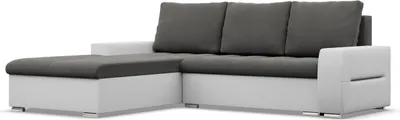 Produktbild von Links Ecksofa mit Schlaffunktion Aurora, Dunkelgrau + Grau