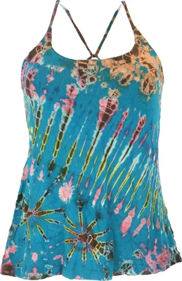 Produktbild von Batik Hippie Top - Blau, Damen, Elasthan,Viskose, Tops & T-Shirts