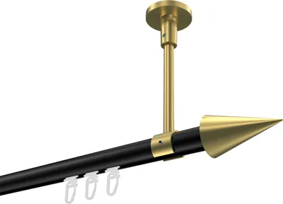 Produktbild von Interdeco Innenlaufstange / Gardinenstange mit Innenlauf Schwarz / Messing-Optik, Typ Sonette Savio (Kegel) Deckenmontage, 20 mm Ø 1-läufig, 260 cm