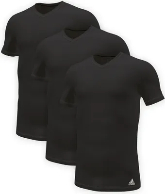 Image de Lot de 3 t-shirts adidas pour homme - Active Core Coton, col en V, noir uni, taille 2XL