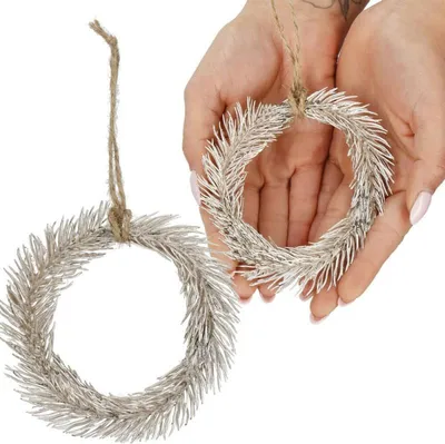 Image de Couronne 10 cm argentée, décoration de Noël