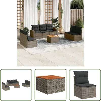 Produktbild von The Living Store 8-tlg. Garten-Sofagarnitur mit Kissen Grau Poly Rattan