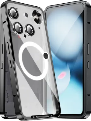 Immagine prodotto di Custodia in metallo per Nothing Phone 3 traslucida opaca con bobina magnetica e protezione della fotocamera nera