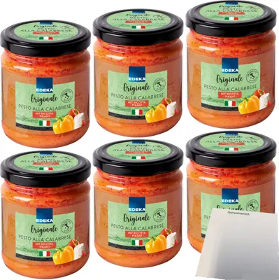 Produktbild von Edeka Pesto alla Calabrese das Original aus Italien pikant 6er Pack (6x190g Glas) + usy Block