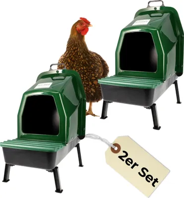 Produktbild von 2er Set Legenester für Hühner mit Beinen Abrollnest Hühnernest Legenest Eierbox Geflügel Brutnest Kunststoff Freistehend Legebox Hühnerstall Zubehör