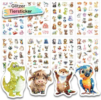 Imagen del producto de Calcomanías de animales para niños, 8 hojas, más de 200 adhesivos de vinilo resistentes al agua, ideales para laptops y scrapbooking