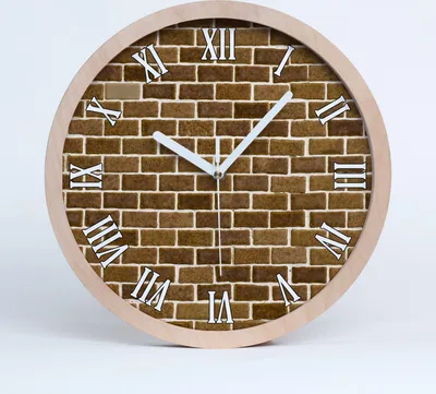 Produktbild von Holzuhr 30fi cm wanduhr - weiße Spitzen - Ziegelwand
