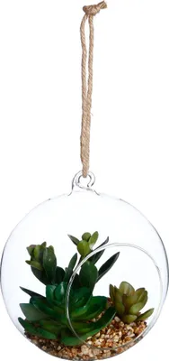 Produktbild von Künstliche pflanze in kugel topf glas h17cm - Atmosphera créateur d'intérieur