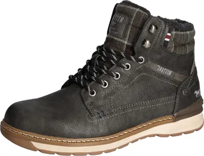 Produktbild von Mustang Herren Stiefelette Schnürboot Warmfutter gepolsterter Schaft 4141-610, Größe:44 EU, Farbe:Schwarz