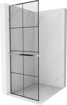 Produktbild von Mexen Kioto+ L Duschwand mit Regal Walk-in 90 x 200 cm, schwarzes Muster, Chrom - 800-090-123-01-77
