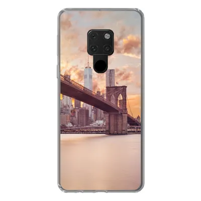 Produktbild von MuchoWow® Handyhülle Schutzhülle Hülle für Huawei P40 Lite Brooklyn Bridge und die New Yorker Skyline bei Sonnenuntergang Silikon Softcase Handy Hülle - Handy