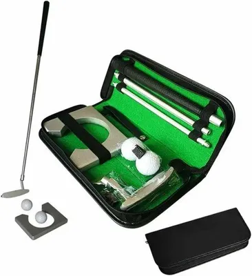 Image de Kit de putting d'intérieur pour l'entraînement et la pratique - Set de mini-golf avec balles et sac - pour l'intérieur et l'extérieur - Kit d'entraînement et de pratique