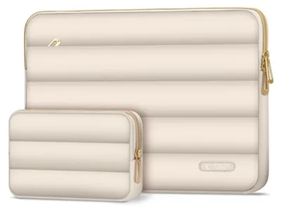 Produktbild von Tech-Protect Puffy Sleeve für MacBook Air/Pro 13“/14“ inklusive Organizer - Beige