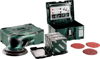 Produktbild von Exzenterschleifer SXE 150-2.5 BL Set (691037000) mit Metaloc Schleifmittel-Set "multi-hole", 150 mm, für Holz und Metall MetaLoc