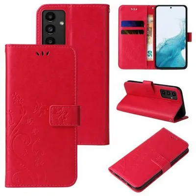 Produktbild von Kunstleder Flip-Hülle Floral für Smartphones - Farbe: Rot - Modellkompatibilität: Für Samsung Galaxy A54 5G