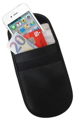 Produktbild von HMF 3403-02 RFID Schutztasche Smartphone Autoschlüssel, Abschirmung, RFID Blocker, 13,5 x 9,5 x 1,5 cm