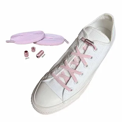 Produktbild von Elastische Schnürsenkel mit Metallkapseln: Schnürsenkel: Rosa - Metallkapseln: Silber