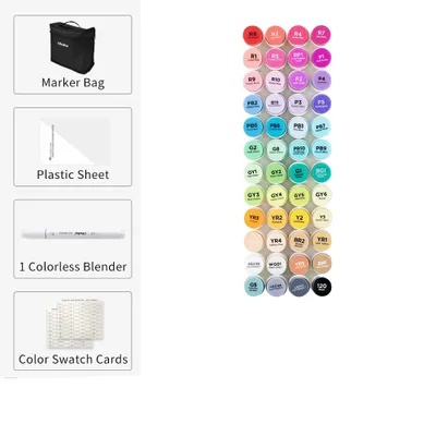Produktbild von Kunstmarker-Set, doppelte Spitzen, 48 lebendige Farben, Pinsel Meißel 48 CLR
