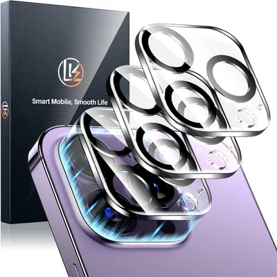Image de lot de 3 films de protection pour appareil photo iPhone 14 Pro/14 Pro Max Sans bulles Résistant aux rayures Standard militaire Transparent