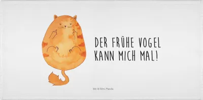 Produktbild von Mr. & Mrs. Panda Handtuch Katze Frühaufsteher - Weiß - Geschenk, gesichtshandtuch, frottierhandtuch, Katzen, Baumwollhandtuch, Verschlafen, 50x100, Flauschtuch, Tiger