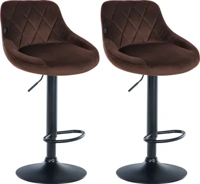 Produktbild von 2er Set Barhocker HLO-CP268 Samt schwarz  braun