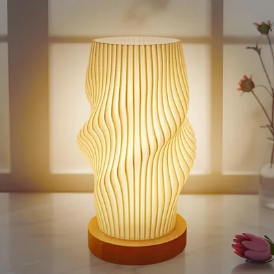 Image de Lampe de table en bois avec lumière dimmable et 3 couleurs