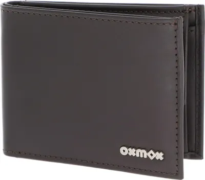 Produktbild von oxmox Leder Geldbörse Leather RFID Protect Pocketbörse Pure 2.0 Metal Square Brown dunkelbraun