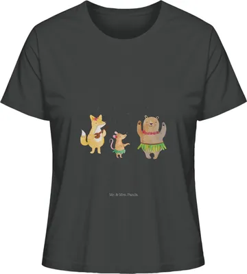 Produktbild von Mr. & Mrs. Panda Oberteil Damen Waldtiere Aloha Größe L - Anthrazit - Geschenk, Kurzarmshirt, Sommershirt, Igel, T-Shirt, Basic Shirt, Wald, Lachen, Musik, Leben, Bär
