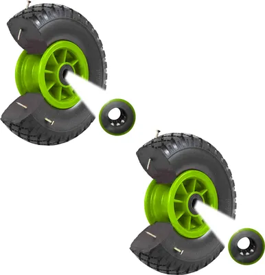 Produktbild von 2x Sackkarrenrad PolyurethanRad 260x85 mm 3.00-4 75 mm zentrierte Nabe Ø 20 mm grün Vollgummi Bollerwagen