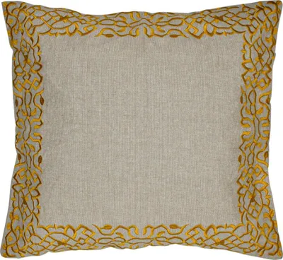 Zdjęcie produktu dla Poszewka na poduszkę Marrakesh 40x40 cm duża | Poduszka na sofę przytulna bawełniana poduszka haftowana jako estetyczna dekoracja salonu na fotelu i sofie | Poduszka dekoracyjna Frisia Gold jako poduszka na krzesło w jadalni
