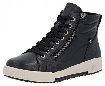 Obrázok produktu pre Rieker dámske členkové topánky kožené so šnurovaním na zips light W0164, veľkosť:37 EU, farba:Black