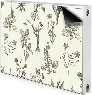 Produktbild von Magnet Radiator Magnet Mat Heizkörper Heizung Verkleidung Abdeckung 90x60 cm  - Skizzierte Blumen