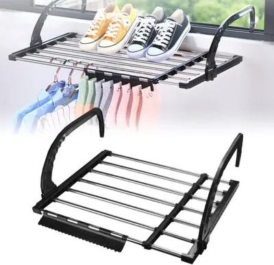 Produktbild von Balkonaufhänger 51–95 cm, einziehbarer Balkon-Wäscheständer, hängender Wand-Wäscheständer für den Innen- und Außenbereich