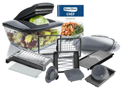 Productafbeelding van Groentesnijder - Nicer Dicer - 15-delig - Grijs - Met opvangbak 3300 ml