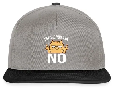 Produktbild von Spreadshirt Before You Ask No | Genervte Katze Snapback Cap, One size, Graphit/Schwarz