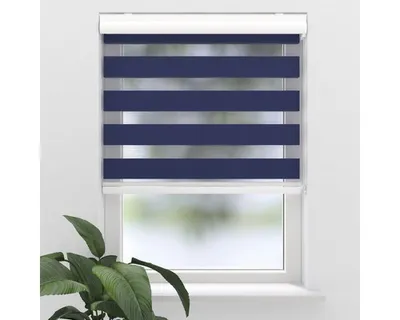 Produktbild von SOLUNA Doppelrollo D-R11 Noah mit weißer Kassette blau 170x175 cm