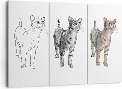 Produktbild von Bild auf Leinwand - Leinwandbild - Katzen Tiere Kinder Illustration - 105x70cm - Wand Bild - Wanddeko - Leinwanddruck - Bilder - Kunstdruck - Leinwand bilder - Wandkunst - CE105x70-3211