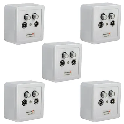 Produktbild von 5x PremiumX PX-4 Sat Dose 4 Fach Enddose TWIN Antennendose CLASS A 2x Sat, 1x Radio, 1xTV DIGITAL FULLHD 3D