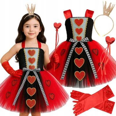 Produktbild von Hopki Kostüm Herzkönigin Alice im Wunderland Kleid Mädchen 110-116