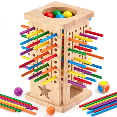 Produktbild von Montessori Spiel Brettspiel Holz Kinderspiele Familienspiele ab 3-6 Jahre Braun