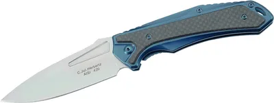 Obrázek produktu pro Herbertz Taschenmesser Blaues Stahlheft Carbonauflage, Edelstahlclip