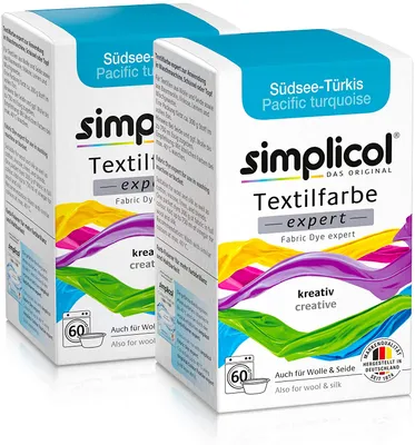 Produktbild von simplicol Textilfarbe expert, DIY Färbemittel für Stoff in verschiedenen Farben, Farbe:Südsee-Türkis (1711), Größe:2er Pack