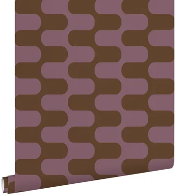 Produktbild von ESTAhome Tapete Wellenlinien Braun und Dunkelviolett 50 x 900 cm