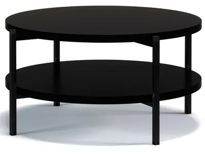 Produktbild von GRAINGOLD Couchtisch, rund, schwarz matt, Modell Sevilla, mit Ablagefläche, modern, Spanplatte & Metall, Maße: B 84 cm H 43 cm T 84 cm, Wohnzimmer
