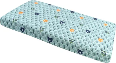 Immagine prodotto di Lenzuolo con angoli per lettino, 60x120 cm, cotone, motivo boschivo con menta