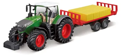 Produktbild von Bburago 18-31674 - Traktor - Fendt 1050 Vario mit Heuballentransporter (10cm)