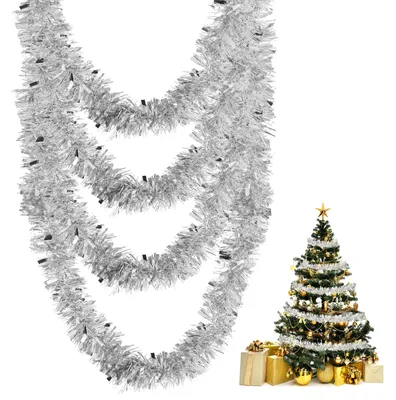 Lametta-Twist-Girlande, silber, 1 Stück, Weihnachtsdeko